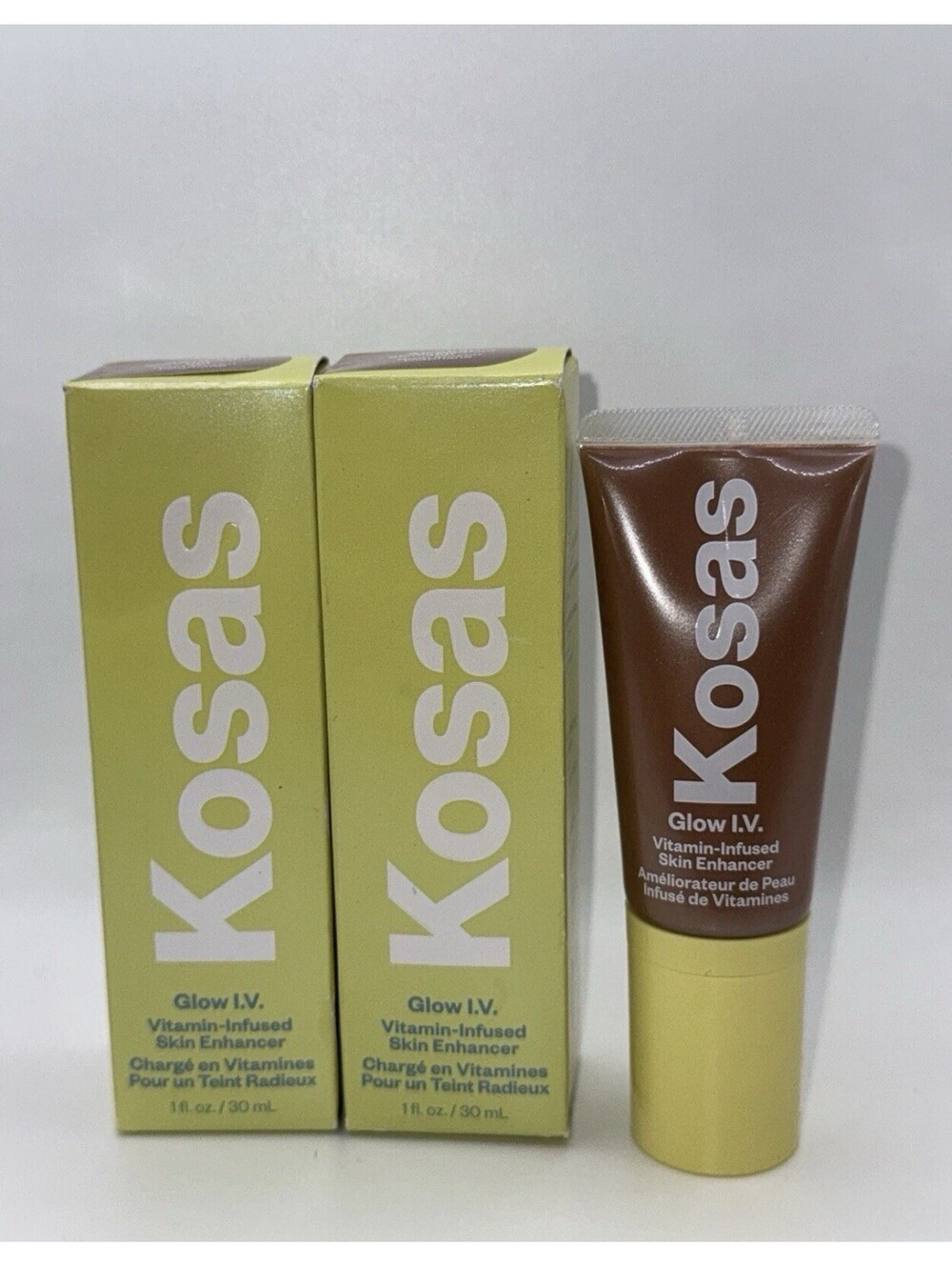 2 Kosas Glow I.V. Vitamin-Infused Skin Awaken 1 fl oz Sheer Medium Tan